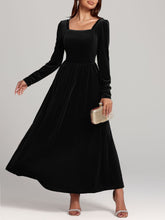 Velvet Square Neck Long Sleeve Dress OutfitFlow